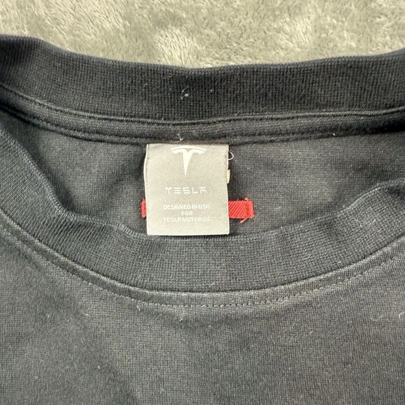 Tesla Sweatshirt Mens Large Black Solid Regular Crew Neck Long Sleeve - Picture 4 of 7